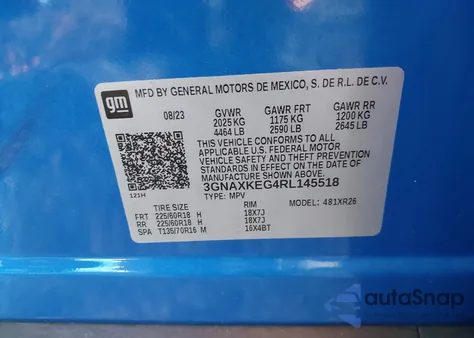 2024 Chevrolet Equinox Fwd Lt from USA, damaged, VIN 3GNAXKEG4RL145518